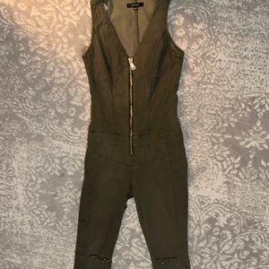 Sexy GUESS Women's Cara Zip-Front Denim Jumpsuit - Army Olive -